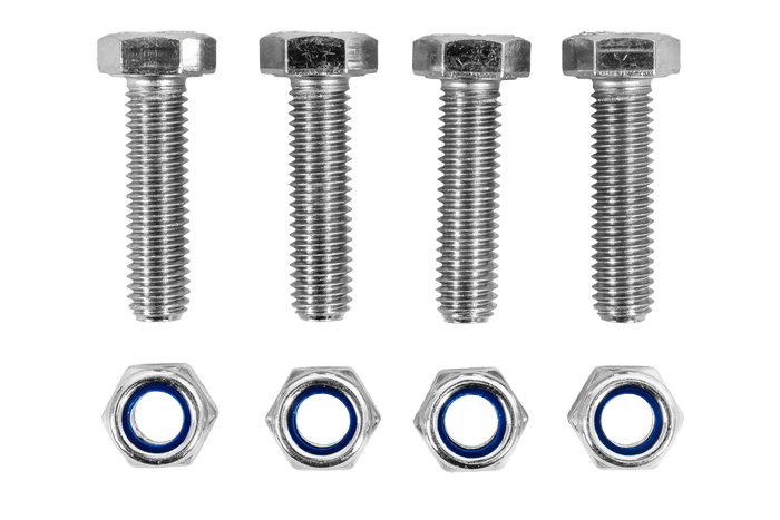Set de 4x șuruburi hexagonale M8x30 și 4x piulițe autoblocante M8, șurub MARCOPOL clasa 5.8 DIN933