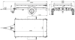 Remorcă auto pe arcuri 230x125 UNITRAILER GARDEN 230/R KIPP cu laterale BIS, cadru H-0 și capac albastru