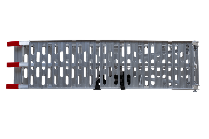 Rampe pliabile UNITRAILER ALR003 rampe din aluminiu pentru remorci 221cm 680kg cu centură și suport, set de 2