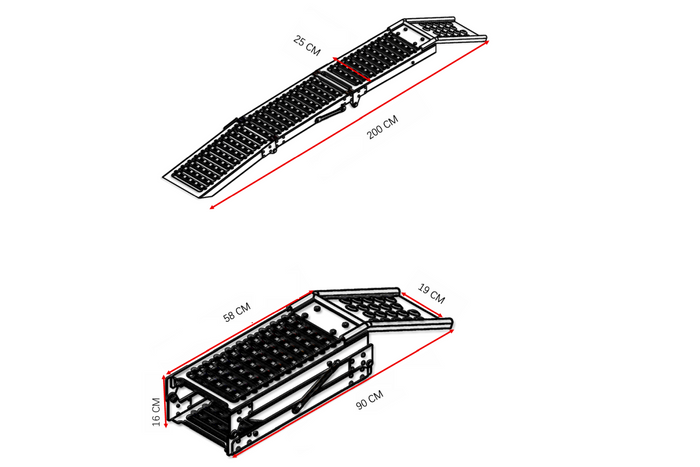 Rampă pliabilă UNITRAILER ALR005 din oțel pentru remorcă 200 cm 250 kg