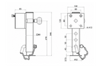 Suport manivelă extensibil UNITRAILER JL1 pentru remorcă platformă de 1500 kg 346-576 mm