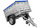 Remorcă ușoară 150x106 UNITRAILER GARDEN 150 KIPP cu laterale BIS și prelată albastră