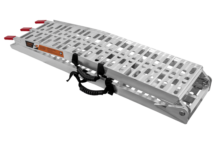 Rampe pliabile UNITRAILER ALR003 rampe din aluminiu pentru remorci 221cm 680kg cu centură și suport, set de 2