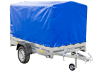 Remorcă auto pe arcuri 230x125 UNITRAILER GARDEN 230/R KIPP cu cadru H-1100 și capac albastru