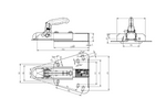 Cârlig sferic KNOTT K7.5-H+KZE7.5 pentru o remorcă de 750 kg cu bară de tractare în V